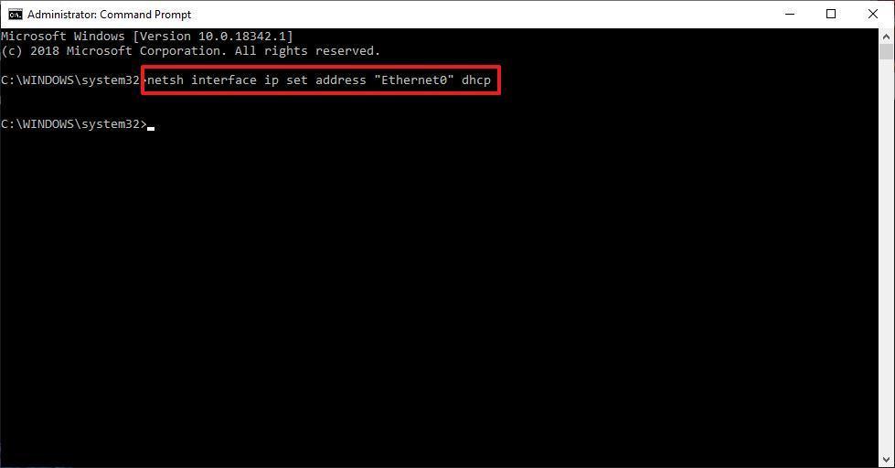 enable dhcp windows 10 cmd