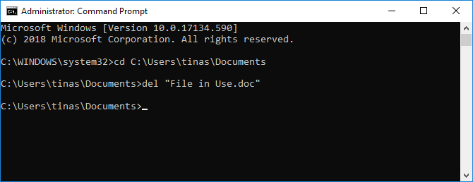 Windows Command Prompt Delete File