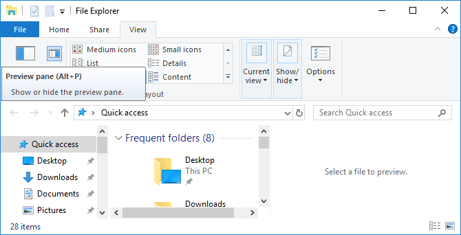 Windows File Explorer Preview Pane
