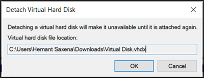 Virtual Disk removal warning
