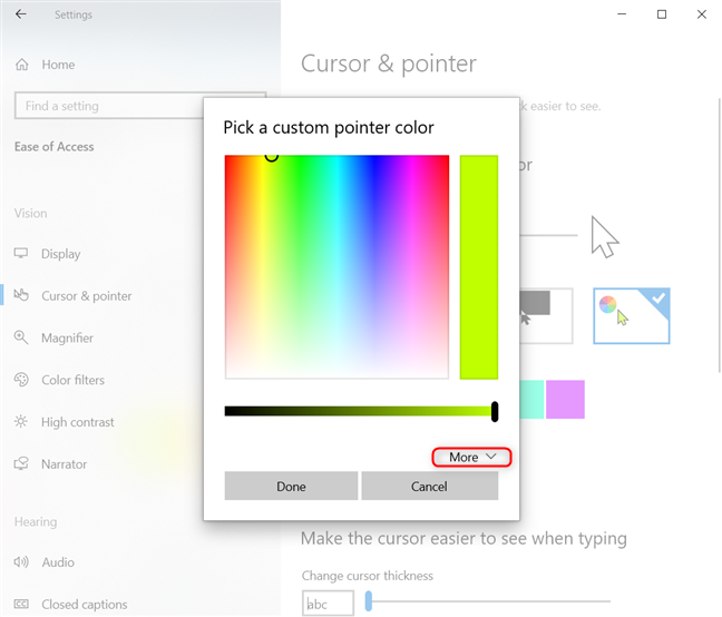 Как установить любой цвет для указателя мыши в Windows 10