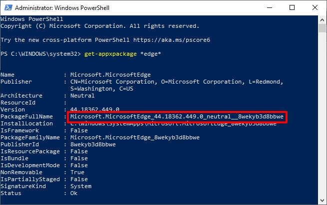 Remove-APPXPACKAGE -package "Microsoft.BIOENROLLMENT_10.0.19041.423_Neutral__cw5n1h2txyewy" -ALLUSERS. Get-APPXPACKAGE -all |% {if ($ _. PACKAGEUSERINFORMATION.INSTALLSTATE -EQ "Staged") {$ _. PACKAGEFULLNAME}}. Windows я хочу удалить Edge. Что надо вводить чтобы удалить POWERSHELL 2014.