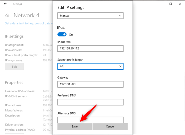 как поменять маску подсети на windows 10