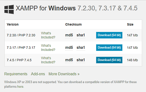 Xampp установка и настройка в windows 10