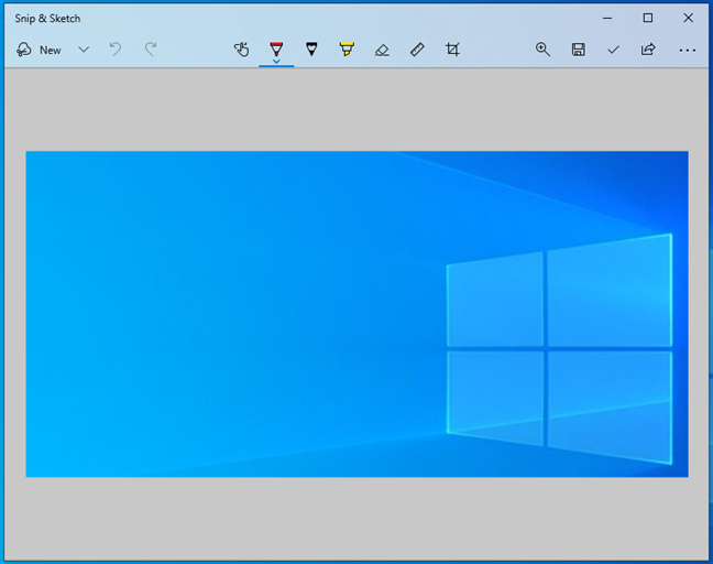 Снимок экрана, сделанный в Windows 10 с помощью Snip & Sketch
