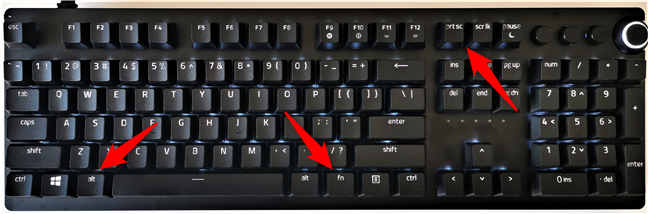Сочетания клавиш для создания снимков экрана для клавиатур с клавишей Fn