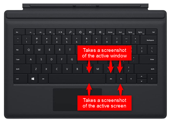 Сочетания клавиш для скриншота клавиатуры на крышке Surface Type (1)