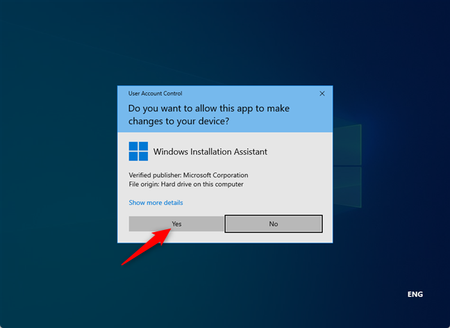 Нажмите Да, чтобы запустить Помощник по установке Windows 11.