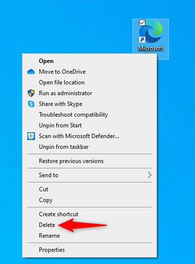 Как удалить ярлыки на рабочем столе из контекстного меню в Windows 10