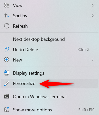 Доступ к персонализации в Windows 11