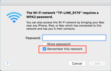 Запоминание сети Wi-Fi на Mac