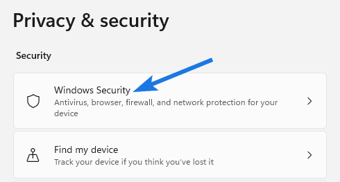Нажмите на вкладку «Безопасность Windows».