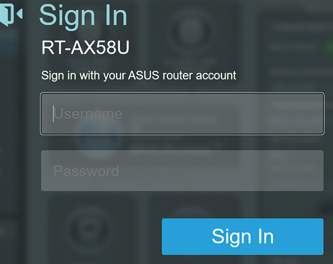 Войдите в свой маршрутизатор ASUS или ячеистую сеть Wi-Fi.