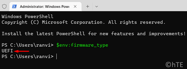 Проверьте наличие BIOS или UEFI в PowerShell.