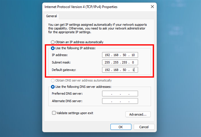 Используйте панель управления для установки статического IP-адреса в Windows