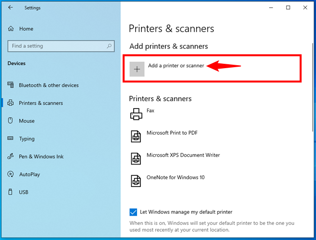 Добавьте принтер или сканер на компьютер с Windows 10