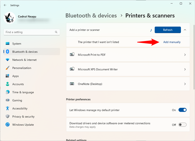 Принтер, который мне нужен, не указан в Windows 11