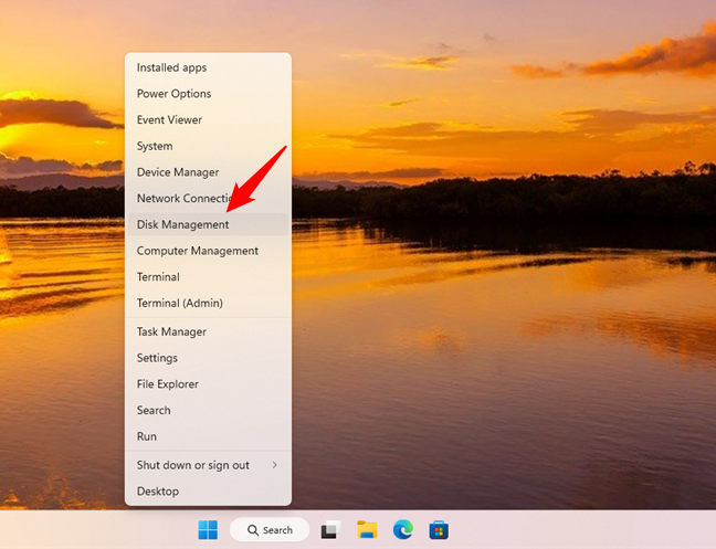 Как открыть «Управление дисками» из меню Windows WinX