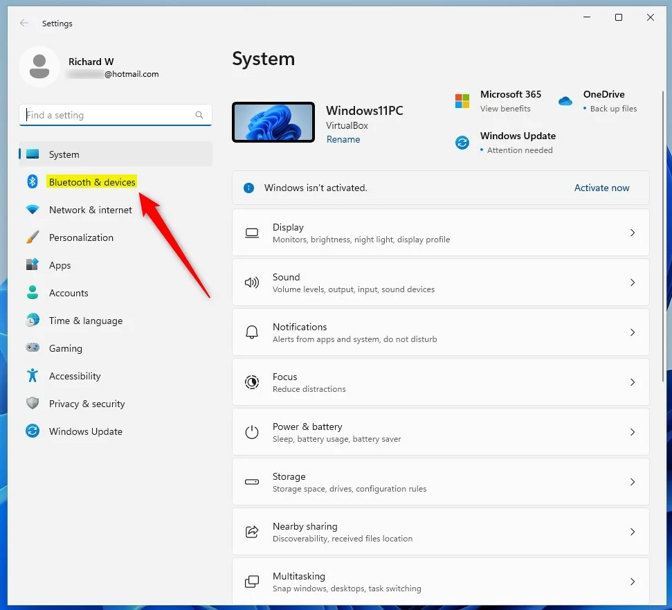 Windows 11 Bluetooth и значок устройства в приложении настроек
