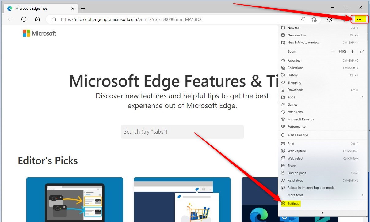 Дополнительные параметры и настройки браузера Microsoft Edge