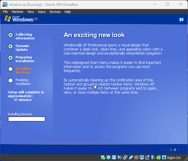 Установите последнюю версию Windows XP на VirtualVBox.