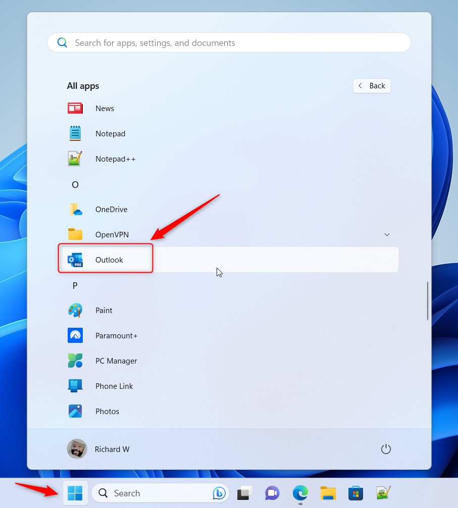 Откройте новое приложение Outlook в Windows 11.