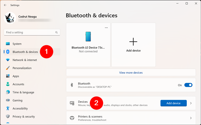 В настройках Windows 11 выберите Bluetooth и устройства > Устройства.