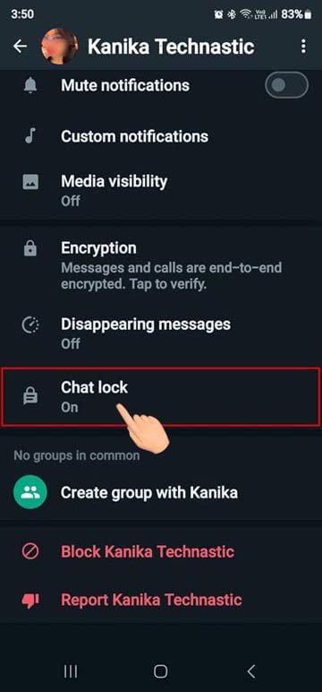 разблокировать заблокированный чат в WhatsApp