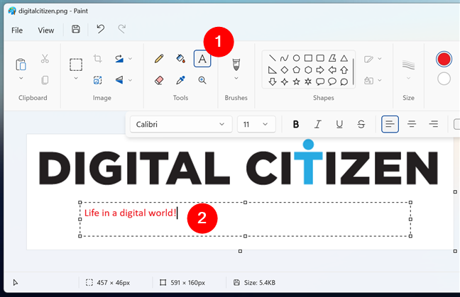 Как вставить текст в Paint для Windows 11