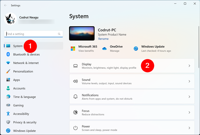 В Windows 11 перейдите в «Настройки»> «Система»> «Экран».