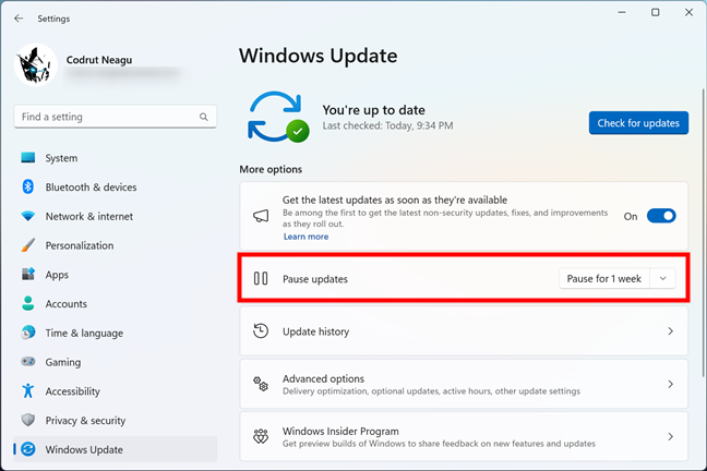 Как приостановить обновления в Windows 11