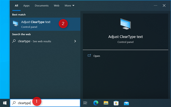 В Windows 10 найдите ClearType