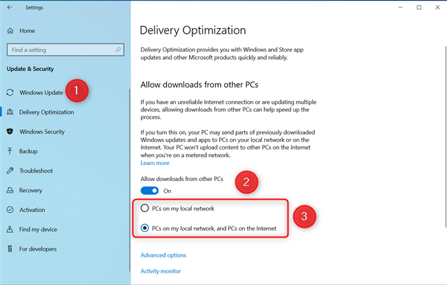Включите оптимизацию доставки в Windows 10