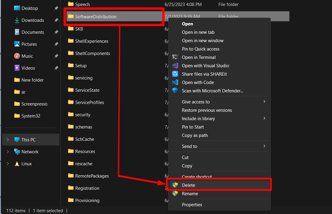 Как удалить папку SoftwareDistribution в Windows