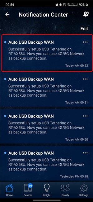 Автоматическое резервное копирование через USB, WAN включено и используется.