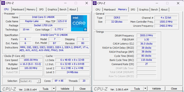 Характеристики процессора Intel Core i5-14600K