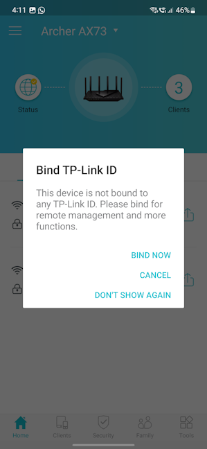 Привяжите роутер к вашему TP-Link ID.