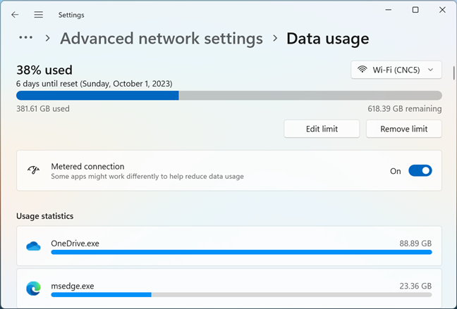 Лимитное соединение с ограниченным тарифным планом на передачу данных в Windows 11