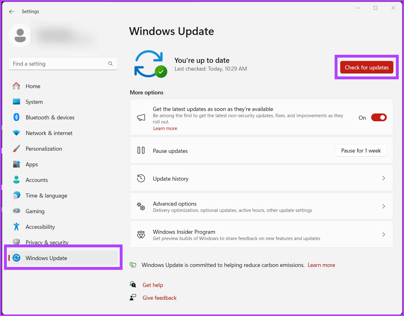 Проверьте наличие обновлений Windows 10