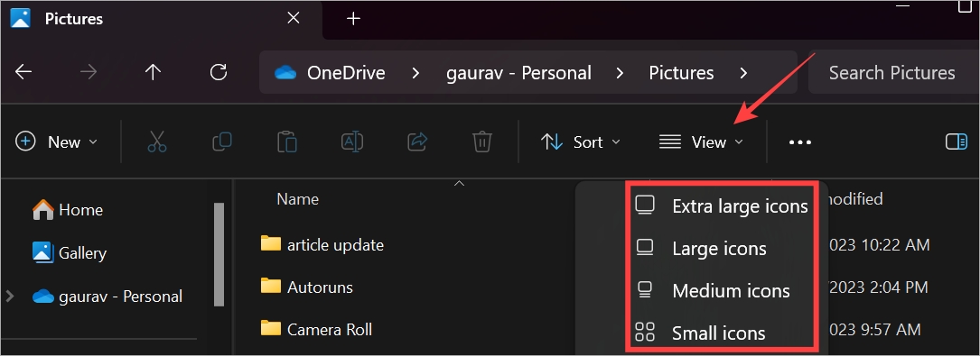 изменить тип просмотра файлов в проводнике в Windows
