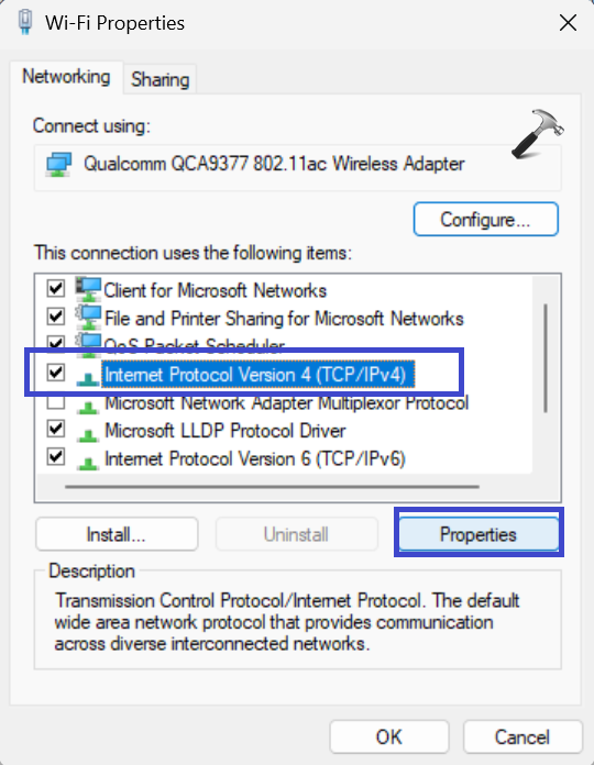 Исправлено: Wi-Fi не имеет допустимой конфигурации IP в Windows 11 (1).