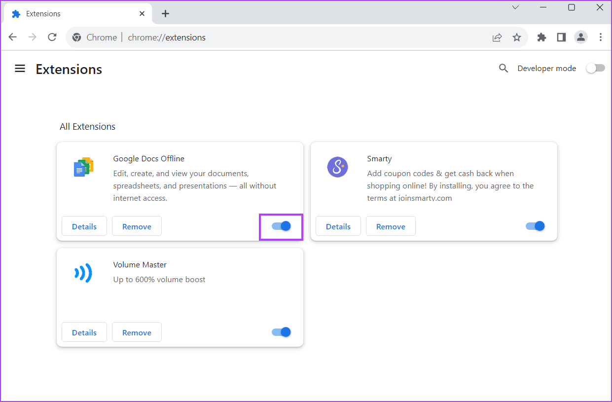 отключить расширения Chrome 2 1