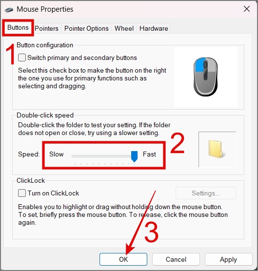 переместите ползунок ближе к значению «Быстрая скорость» — Windows 11