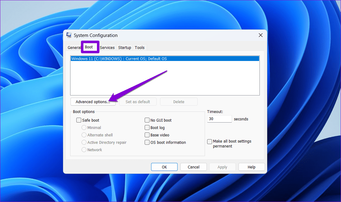 Дополнительные параметры загрузки в Windows