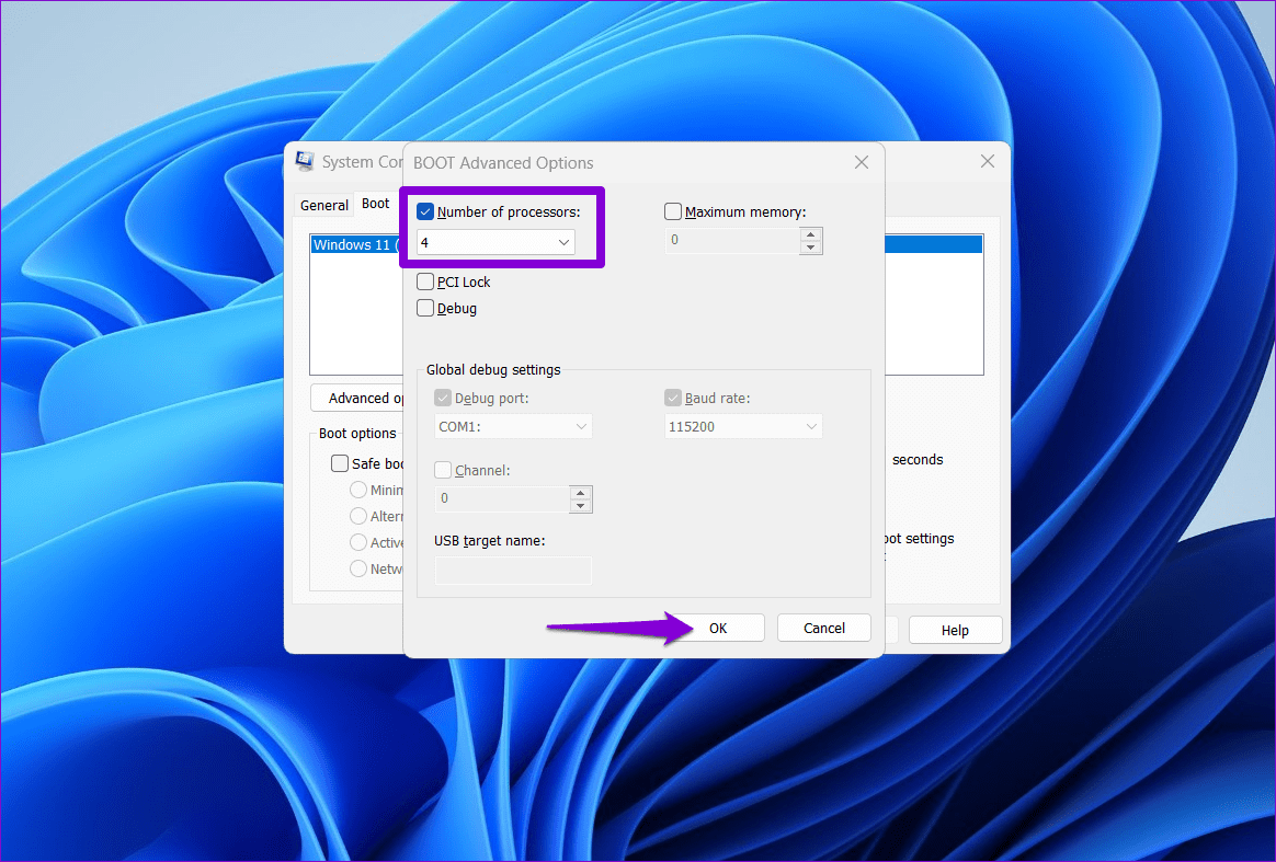 Изменить дополнительные параметры загрузки в Windows