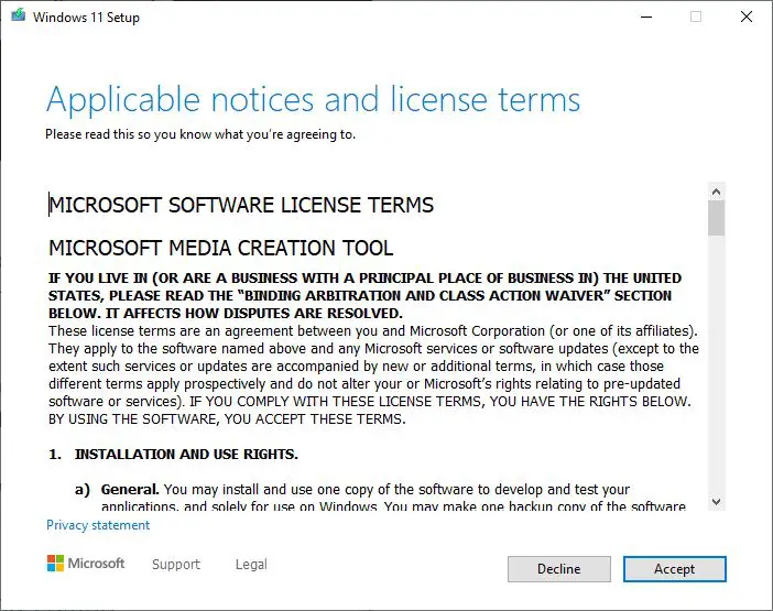 Условия использования средства создания мультимедиа Windows 11