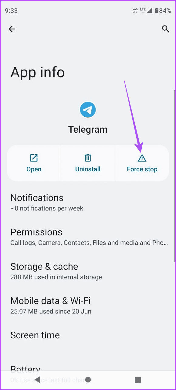принудительно остановить телеграмму андроид 2