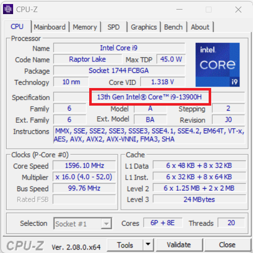 Вы можете получить его с мобильным процессором Intel Core i9-13900H.