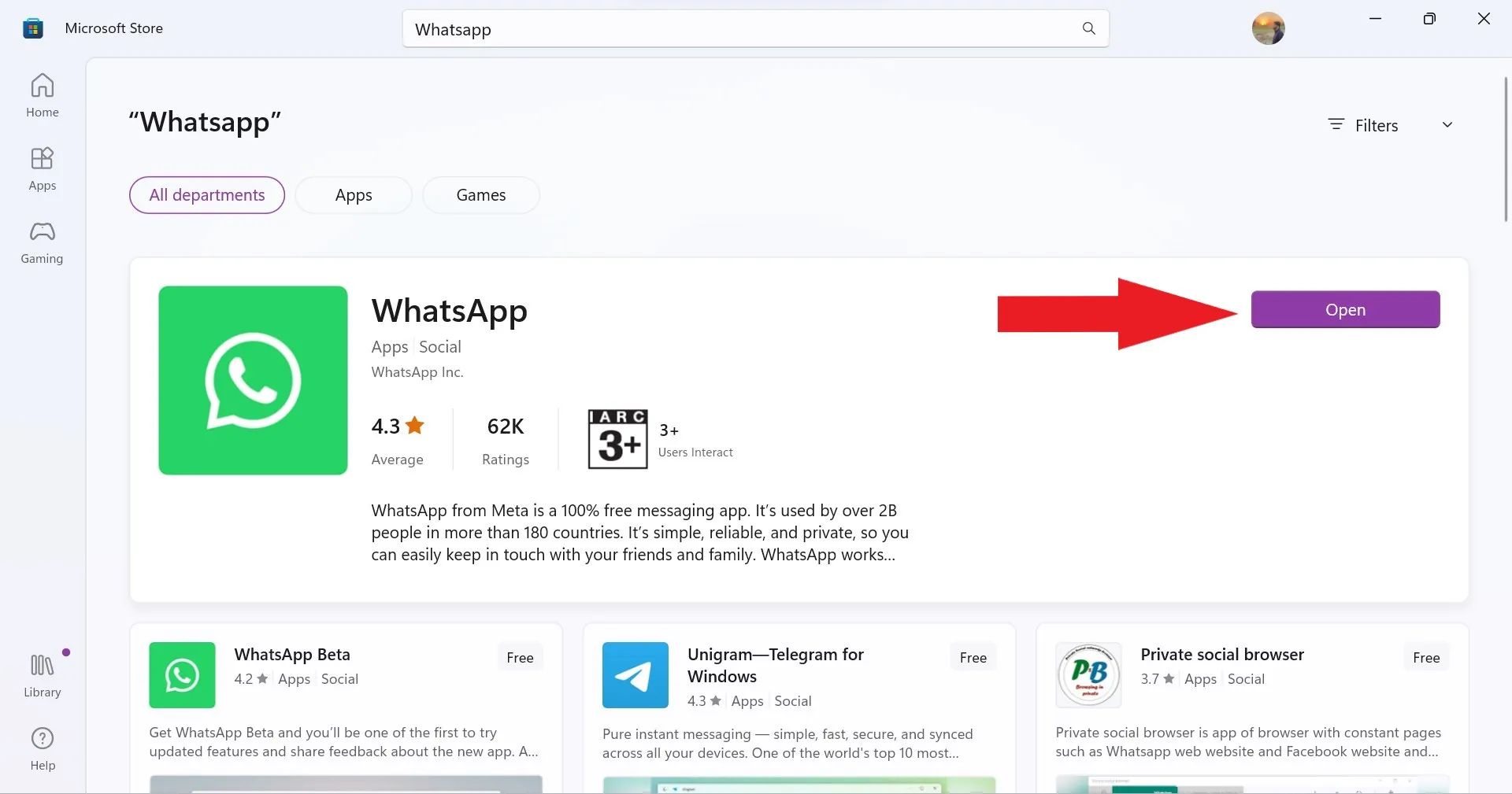 Обновление WhatsApp в Windows 11