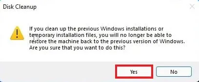 Подтверждение удаления папки Windows.old